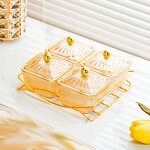 Fruit Plate Manufacturer - Luxury Golden Household Living Room Dried Fruit Nuts Snack Storage Box with Lid for Restaurant