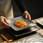Ceramic Steak Dish Manufacturer - Rectangle Restaurant Tableware Matte Black White Sushi Porcelain Snack