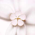 Napkin Ring Manufacturer - White Flower Bulk Holiday Gold Cloth Floral Serviette Buckles for Party Dinner Table Decor