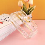 Glass Butter Tray Manufacturer - Hot Sale Modern Simple Love Lace Rectangular Dustproof Dessert Cheesecake With Lid