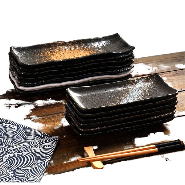 Ceramic Sushi Plate Manufacturer - Japanese Elegant Rectangular Porcelain Dinner Tray for Restaurant Appetizer Party BBQ