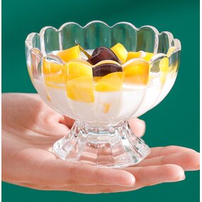 Glass Dessert Bowl Manufacturer - Small Cute Flower Shape Tulip for Ice Cream Fruit Salad