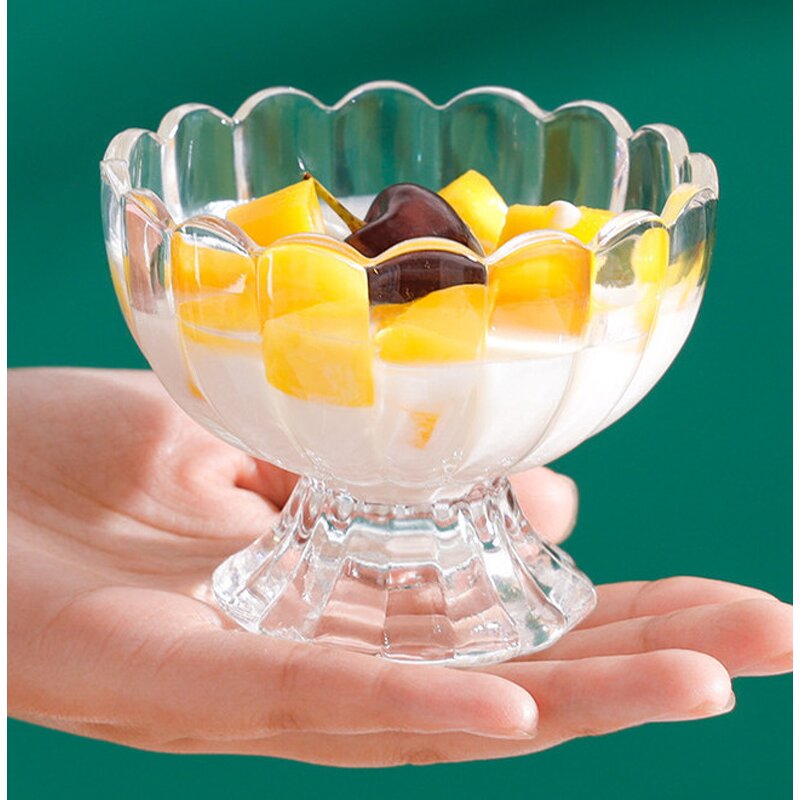 Glass Dessert Bowl Manufacturer - Small Cute Flower Shape Tulip for Ice Cream Fruit Salad