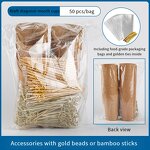 Disposable Food Cup Manufacturer - Customized Slanted-Edge Kraft Paper Fries Gold Bead OPP Individually Packaged Bamboo Stick