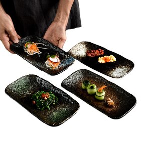Porcelain Ceramic Plate Manufacturer - Japanese Style Eco-Friendly 8 Inch Rectangular Sushi Serving Tray for Salad Dessert