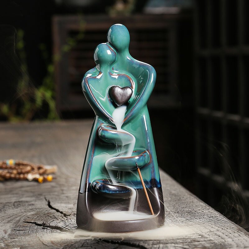 Backflow Incense Burner Manufacturer - Handicraft Hugging Lovers Holder Censer Romantic Waterfall
