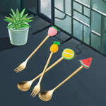 Tea Spoon Manufacturer - Cute Fruit Pattern Gold 410 Mirror Polish Coffee Dessert for Occasions Presents