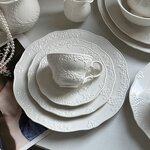 Ceramic Dinnerware Set Manufacturer - White Porcelain Embossed Relief Tea Pot Set