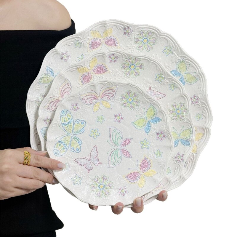 Ceramic Dinnerware Set Manufacturer - Vintage Butterfly Lace Embossed Porcelain Plate Cup Saucer