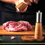 Pepper Grinder Manufacturer - Handheld Wooden with Ceramic Core New Seasoning Bottle for BBQ Cooking Home Decor