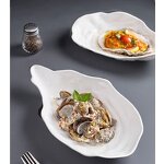 Ceramic Plate Manufacturer - Pure White Irregular Oysters Shape for Salad Fruit Seafood Sushi Sashimi