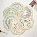 Cotton Placemat Manufacturer - Boho Round Woven Mandala Tassels Heat Proof Washable Circle for Dinner Kitchen Home