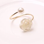 Napkin Ring Manufacturer - Valentine Wedding Pearl Rose Flower Shape Dinner Table Decorative Metal Holder for Party