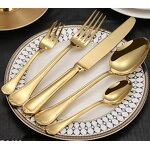Stainless Steel Cutlery Set Manufacturer - Customized Logo 5Pcs Hotel Restaurant Knife Fork Spoon 304