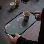 Tea Serving Tray Manufacturer - Vintage-Style Chinese ABSORBENT Dry Tea & Coffee Accessories Waterproof Kung Fu Set with Mat