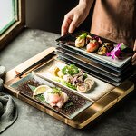 Porcelain Plate Manufacturer - Creative Retro Distressed Large Rectangular Japanese Ceramic Sushi Platters