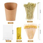 Disposable Food Cup Manufacturer - Customized Slanted-Edge Kraft Paper Fries Gold Bead OPP Individually Packaged Bamboo Stick