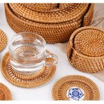 Placemat Manufacturer - Handmade Heat Resistant Round Braided Hollow Out Woven Rattan for Dining