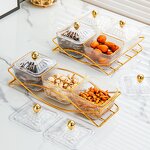Fruit Plate Manufacturer - Luxury Golden Household Living Room Dried Fruit Nuts Snack Storage Box with Lid for Restaurant