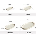 Porcelain Dinner Plate Manufacturer - Beige Rustic Eco-Friendly Oblong Ceramic Oval Serving Platter Fish Dishes for Restaurant