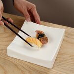 Sushi Tray Manufacturer - Modern Vintage Black White Matte Square High with Flat Bottom for High-End Restaurants Hotels Parties