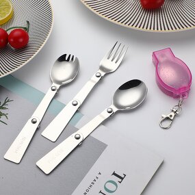 Stainless Steel Cutlery Set Manufacturer - Portable 304 Foldable Mirror Modern Fork Spoon for Outdoor Travel Camping