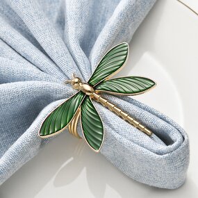Napkin Ring Manufacturer - Zinc Alloy Green Enamel Dragonfly Home Wedding Party Dinner Holder for Table Decoration