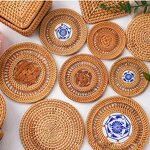 Placemat Manufacturer - Handmade Heat Resistant Round Braided Hollow Out Woven Rattan for Dining