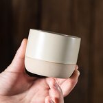 Ceramic Tea Cup Manufacturer - Creative Customized Logo Beige Matte Pottery No Handle Clay