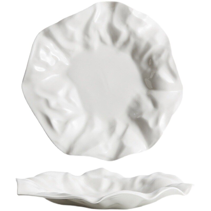 Porcelain Dinner Plate Manufacturer - Irregular Ceramic Wedding Tableware Pasta Fat Reducing Desserts Wrinkle Swing for Restaurant