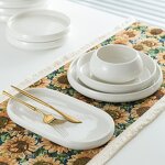 Porcelain Dinner Set Manufacturer - Top Quality White Glazed Ceramic Dessert Dishes Soup Bowls Home