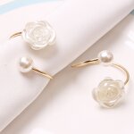 Napkin Ring Manufacturer - Valentine Wedding Pearl Rose Flower Shape Dinner Table Decorative Metal Holder for Party