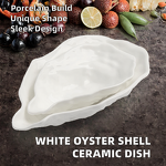 Ceramic Tapas Holder Manufacturer - Fine White Eco-friendly Oyster Shell Shape Minimalist Decorative Tray for Sea Food