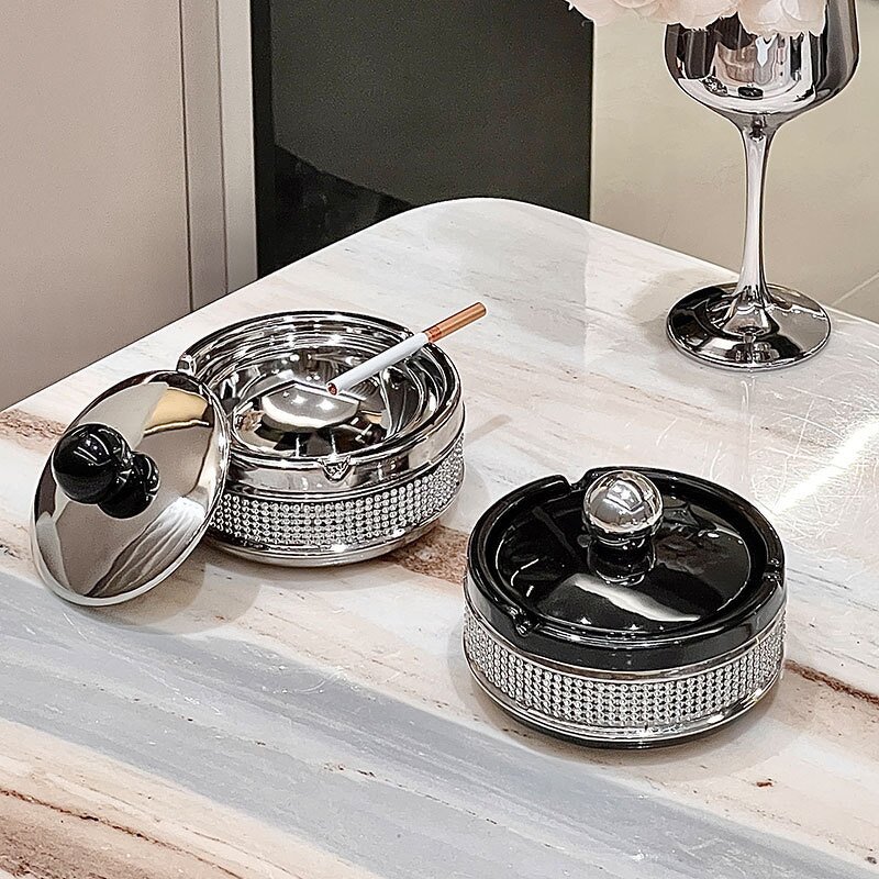 Metal Cigar Ashtray Manufacturer - Modern Portable Black Revolving Customizable for Home Hotel Classic Style Kitchen Living Room