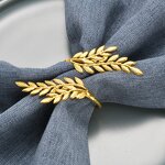 Napkin Ring Manufacturer - Home Decor Golden Leaf for Hotel Party Family Table Dinner Alloy Holder