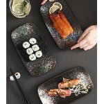 Porcelain Ceramic Plate Manufacturer - Japanese Style Eco-Friendly 8 Inch Rectangular Sushi Serving Tray for Salad Dessert