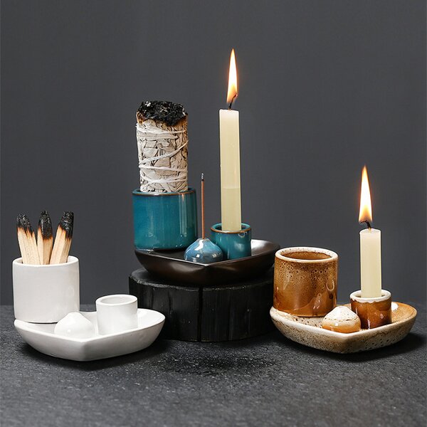 Ceramic Sage Holder Manufacturer - Heart Shape Smudging Tray for Palo Santo White Sage Holy Wood Incense