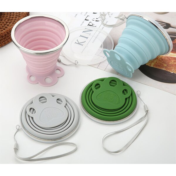 Silicone Folding Cup Manufacturer - Portable Outdoor Sports Collapsible Camping Foldable Water with Lids