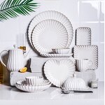 Ceramic Dinner Plate Set Manufacturer - Vintage White Flower Shape Dishes Crockery Tableware