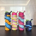 Collapsible Water Bottle Manufacturer - Rainbow BPA Free Silicone Foldable Sports for Travel Camping Hiking