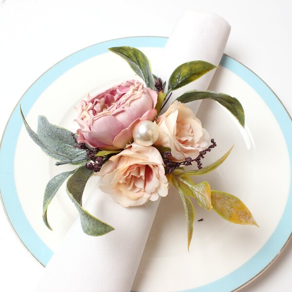 Napkin Ring Manufacturer - Handicraft Flower Rose Holders for Wedding Table Decorations
