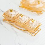 Fruit Plate Manufacturer - Luxury Golden Household Living Room Dried Fruit Nuts Snack Storage Box with Lid for Restaurant