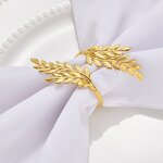 Napkin Ring Manufacturer - Home Decor Golden Leaf for Hotel Party Family Table Dinner Alloy Holder