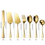 Serving Flatware Set Manufacturer - 6 Piece Gold Stainless Steel Includes Cake Server Slotted Spoon Serving Spoon Fork Soup Ladle