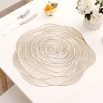 Vinyl Placemat Manufacturer - 15 Inch Round Pressed Hollow Out Rose for Wedding Table Decorations