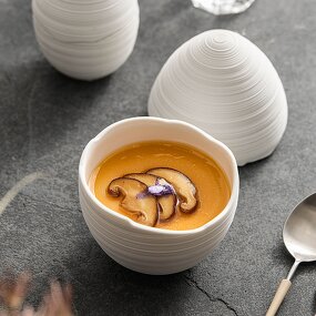 Ceramic Soup Bowl Manufacturer - Irregular Egg Sweet Dessert Porcelain Pudding Jar Egg Stew Baked for Buffet Restaurant