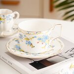 Coffee Cup Set Manufacturer - High Eco-Friendly Porcelain Modern Garden Design 250ml with Flowers Pattern for Afternoon Tea