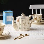 Porcelain Tea Pot Set Manufacturer - Turkish Retro French Courtly Eco-Friendly Afternoon Tea Europe Style Gold Rim