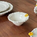 Ceramic Dinner Set Manufacturer - French Vintage Pearl Edged Irregular Flower Exquisite Beaded Plates Bowls