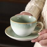 Ceramic Espresso Cup Set Manufacturer - Creative Reactive Glaze Stoneware Porcelain Cappuccino Latte Cup and Saucers